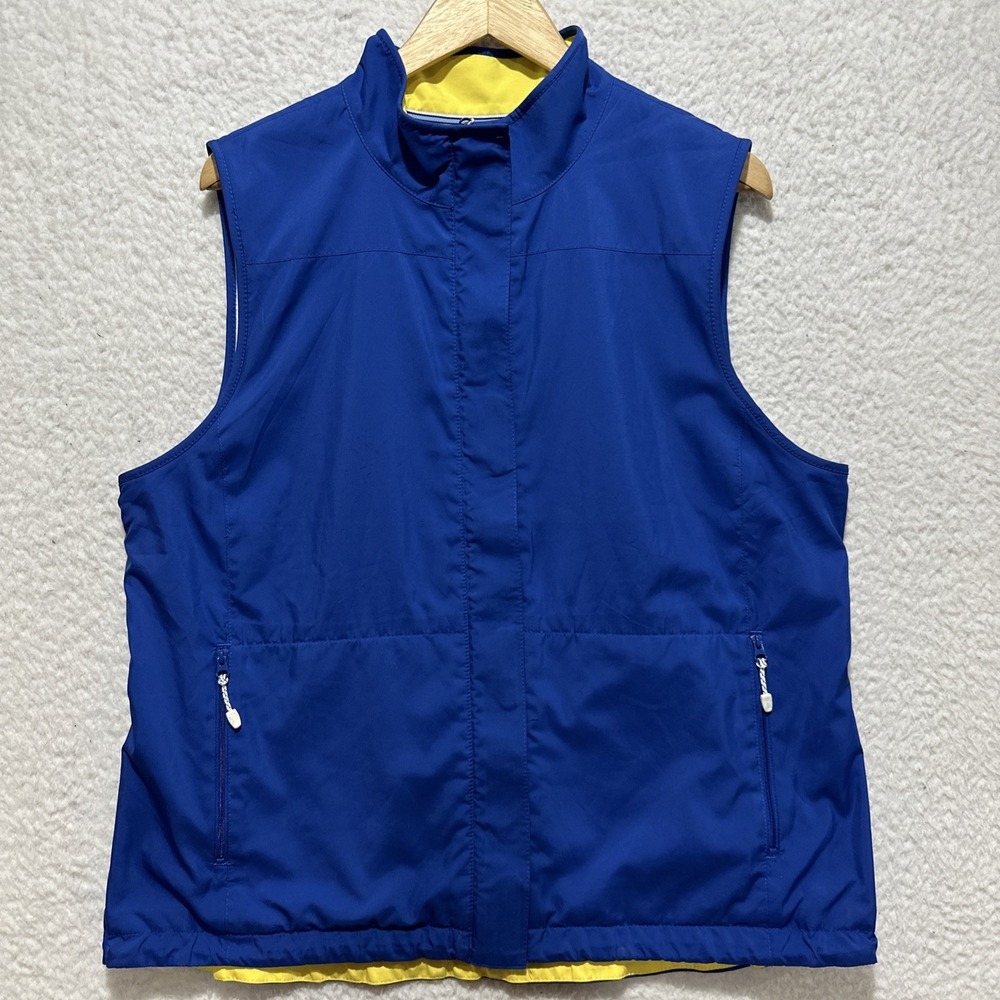 T By Talbots Women's Blue Full Zip Outdoor‎ Vest Sleeveless Front Zip Pockets